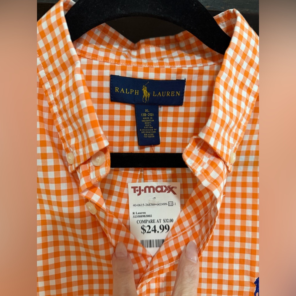 Ralph Lauren Boy's Orange Checkered Shirt - Picture 2 of 3